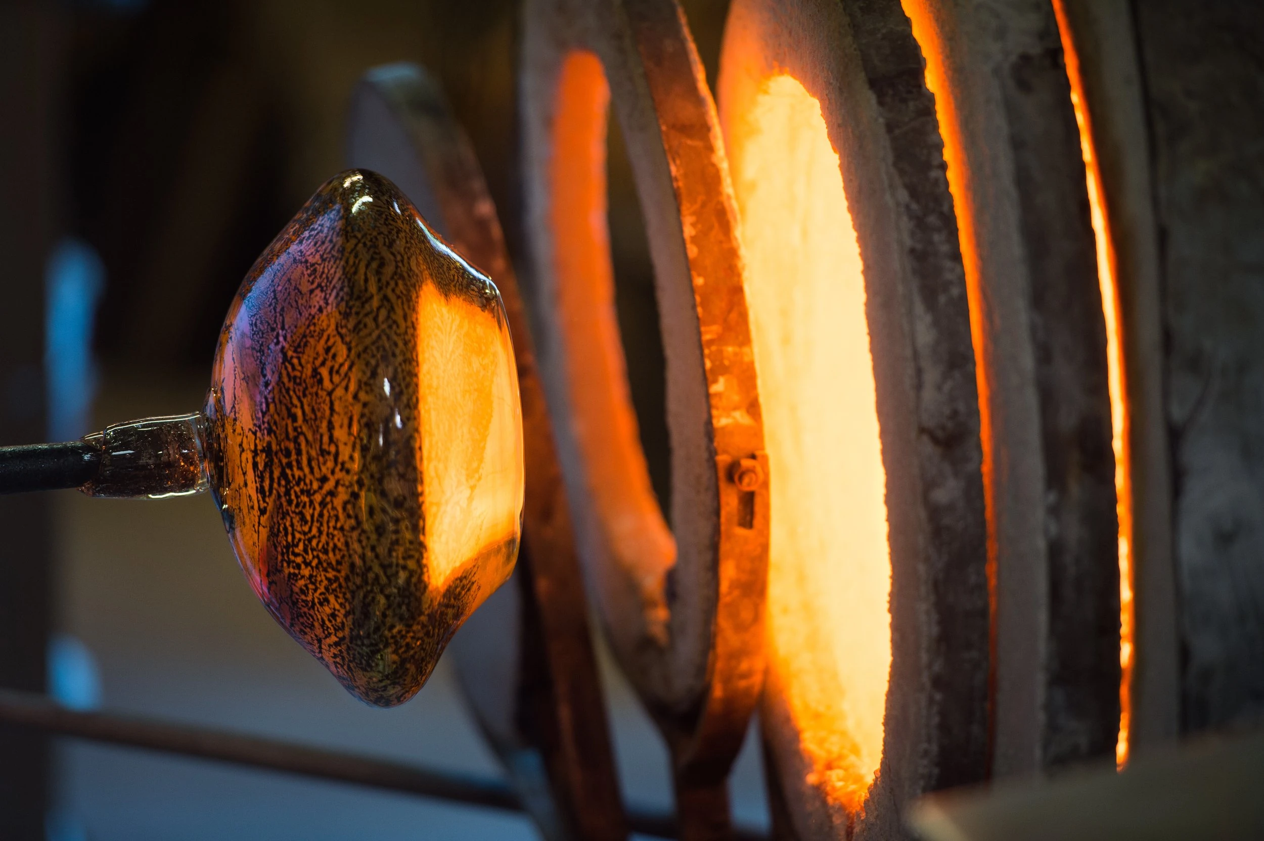 Molten glass in the furnace