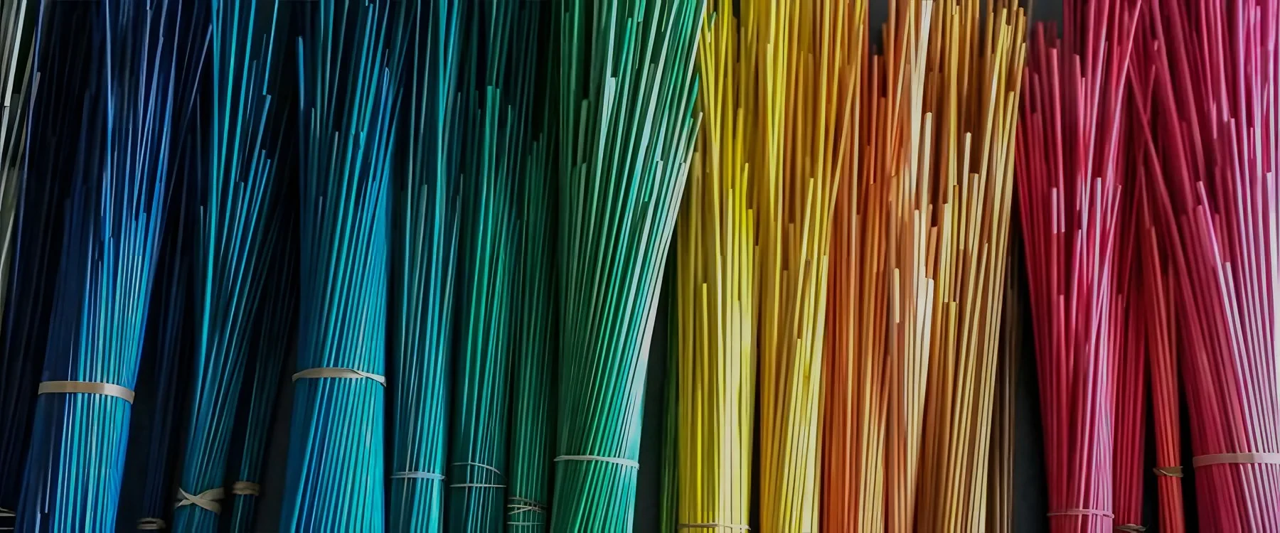 Dyed Straw Colours In Rainbow