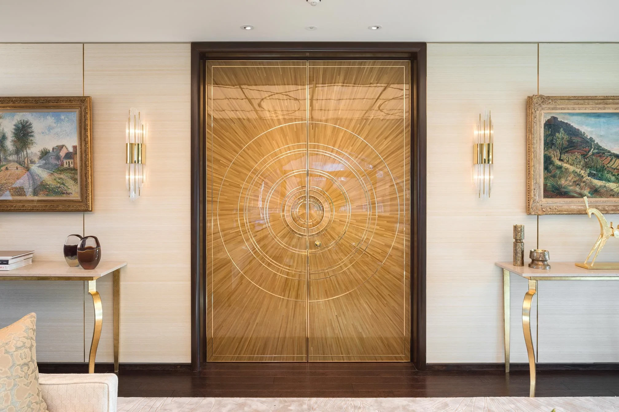 Gold Straw Marquetry Door
