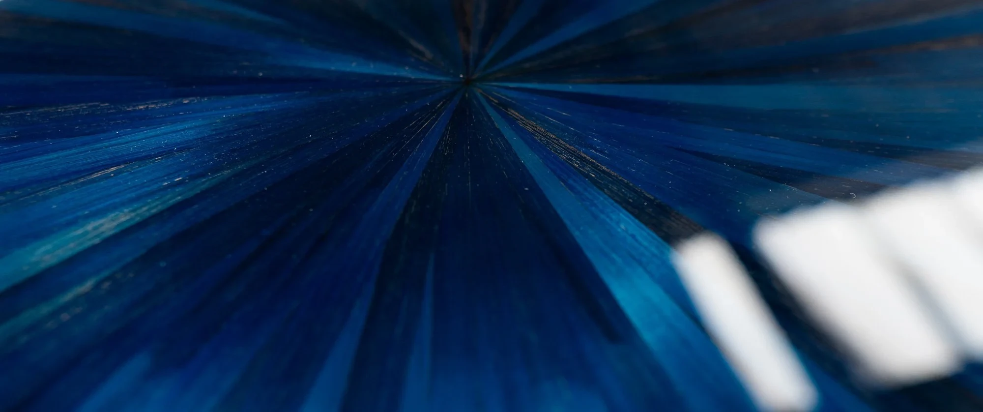 High Gloss Blue Straw Marquetry Sunburst
