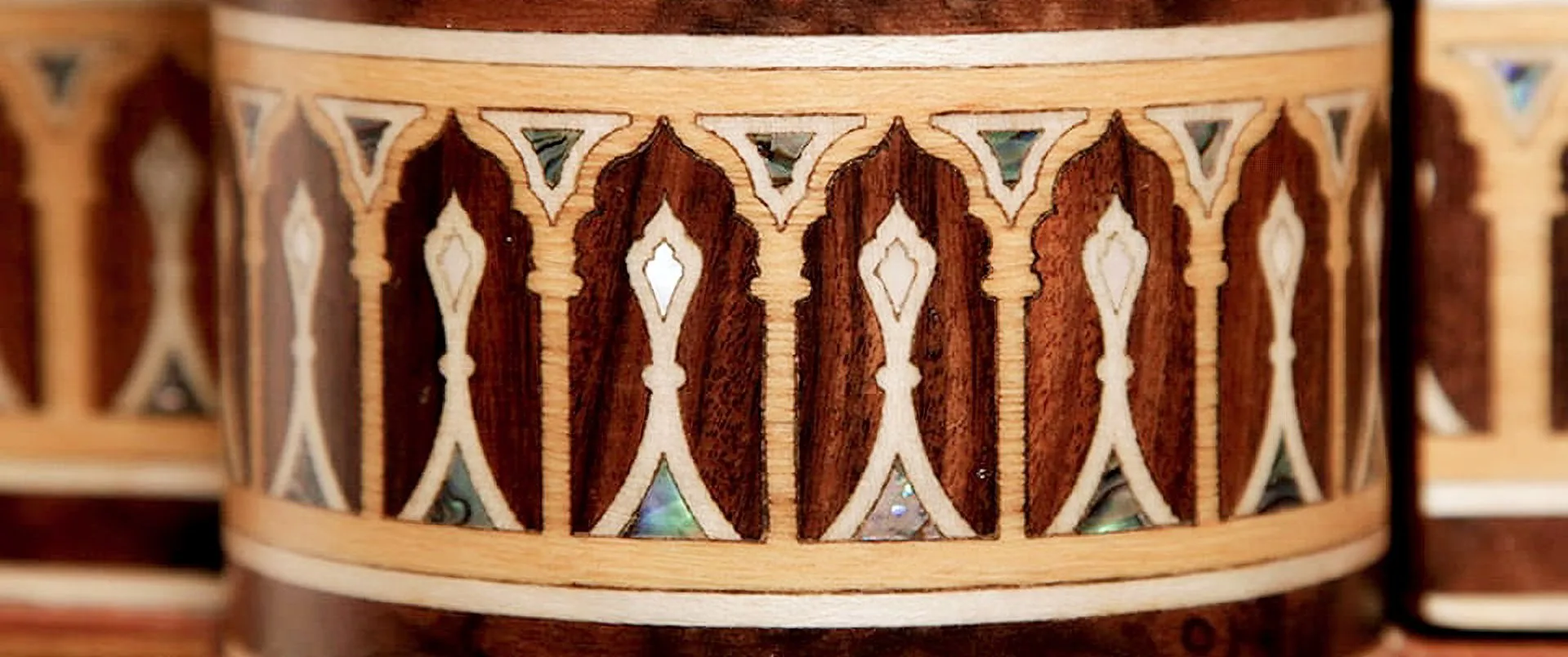 Traditional Islamic marquetry — close detail of geometric star pattern