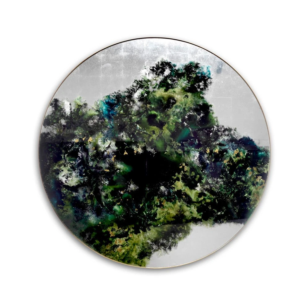 Verre églomisé feature mirror in green