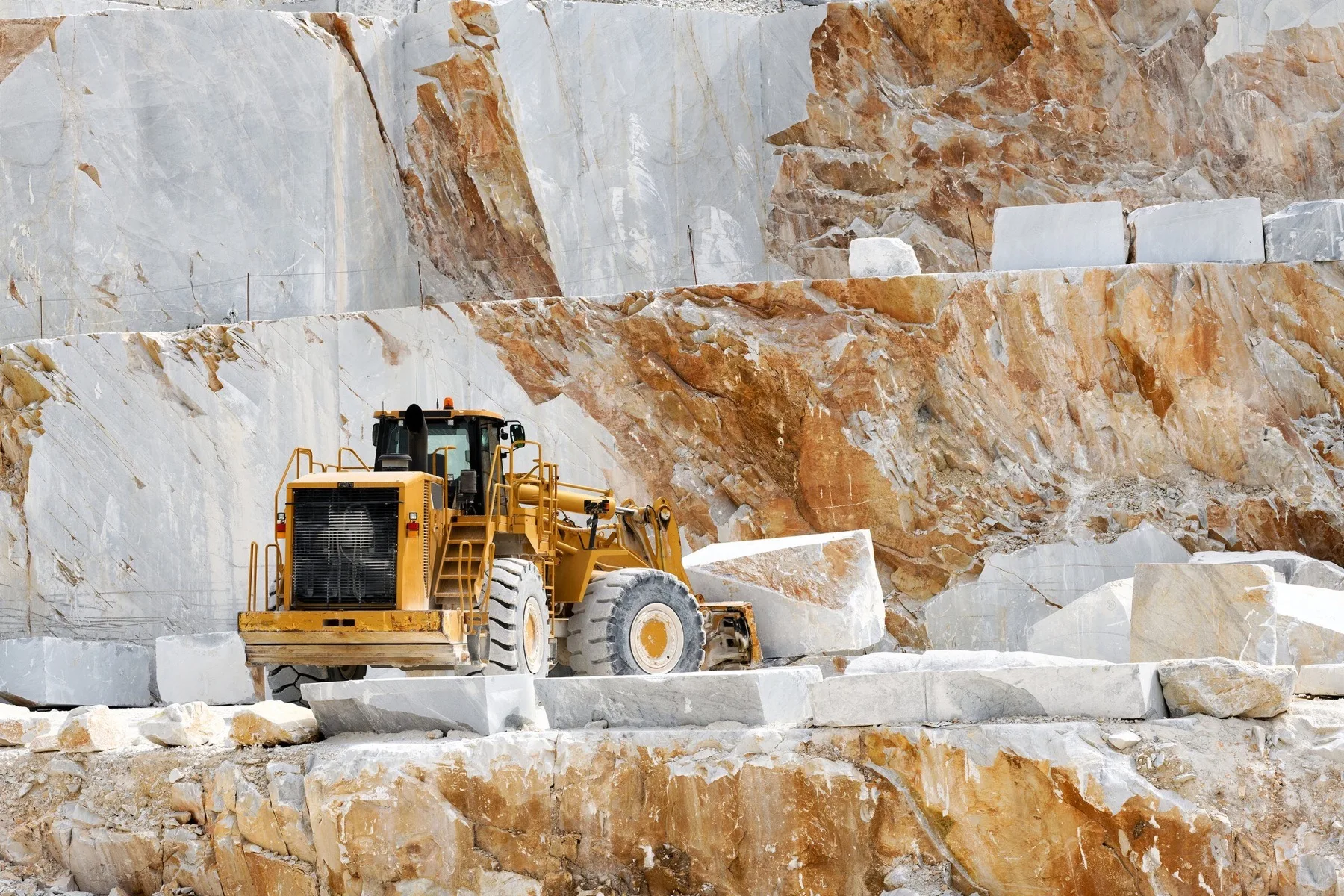 Marble blocks being moved at quarry