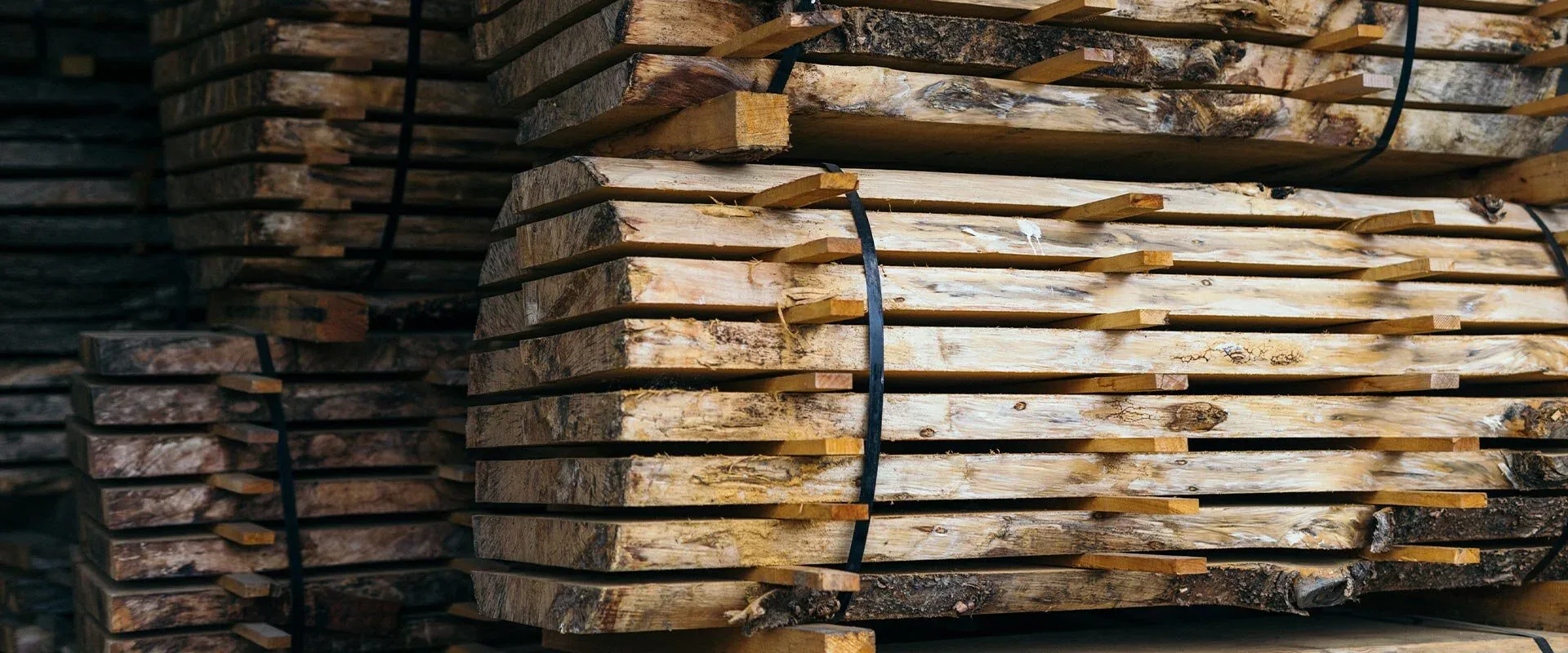 Wood planks in storage