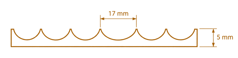 Dessin en coupe du profil cannelure profonde avec sa dimension indiquée