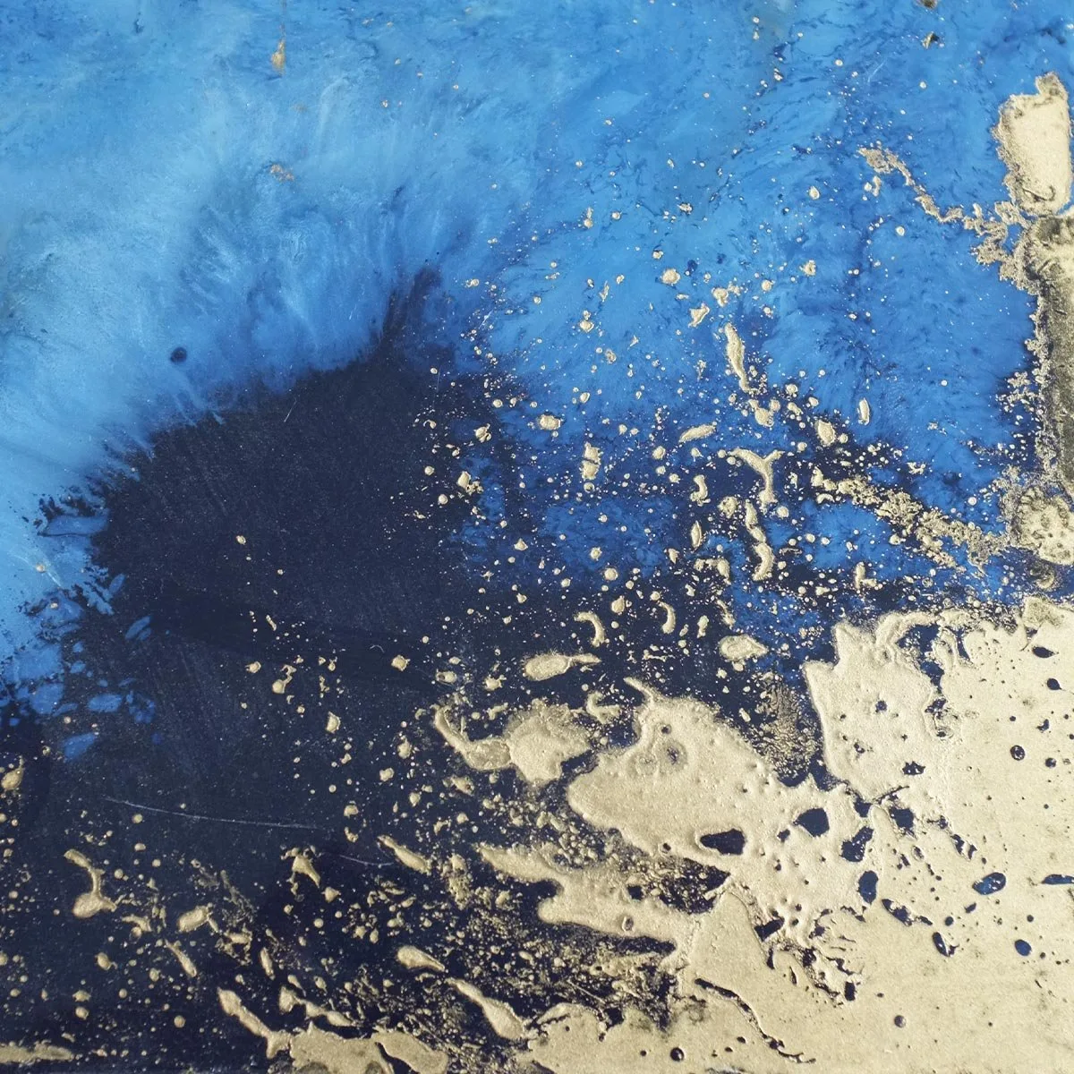 Blue and Metallic Gold Textured Lacquer