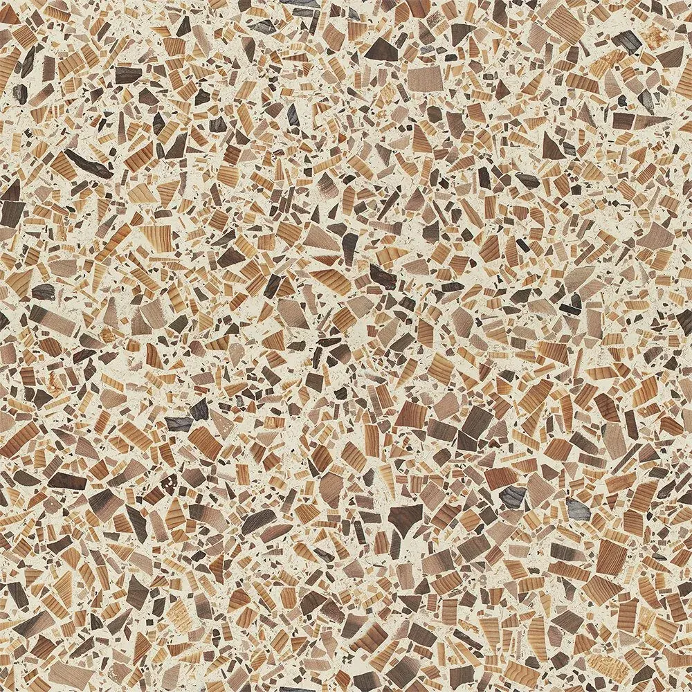 Timber terrazzo with small beige and brown wood chips, ivory surface sample