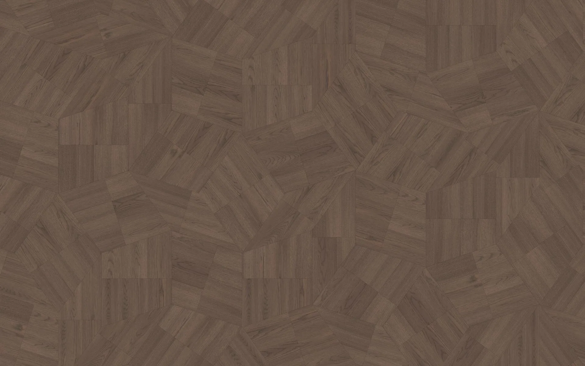 Slide Tortora oak flooring in a mid taupe-brown tone, geometric modules