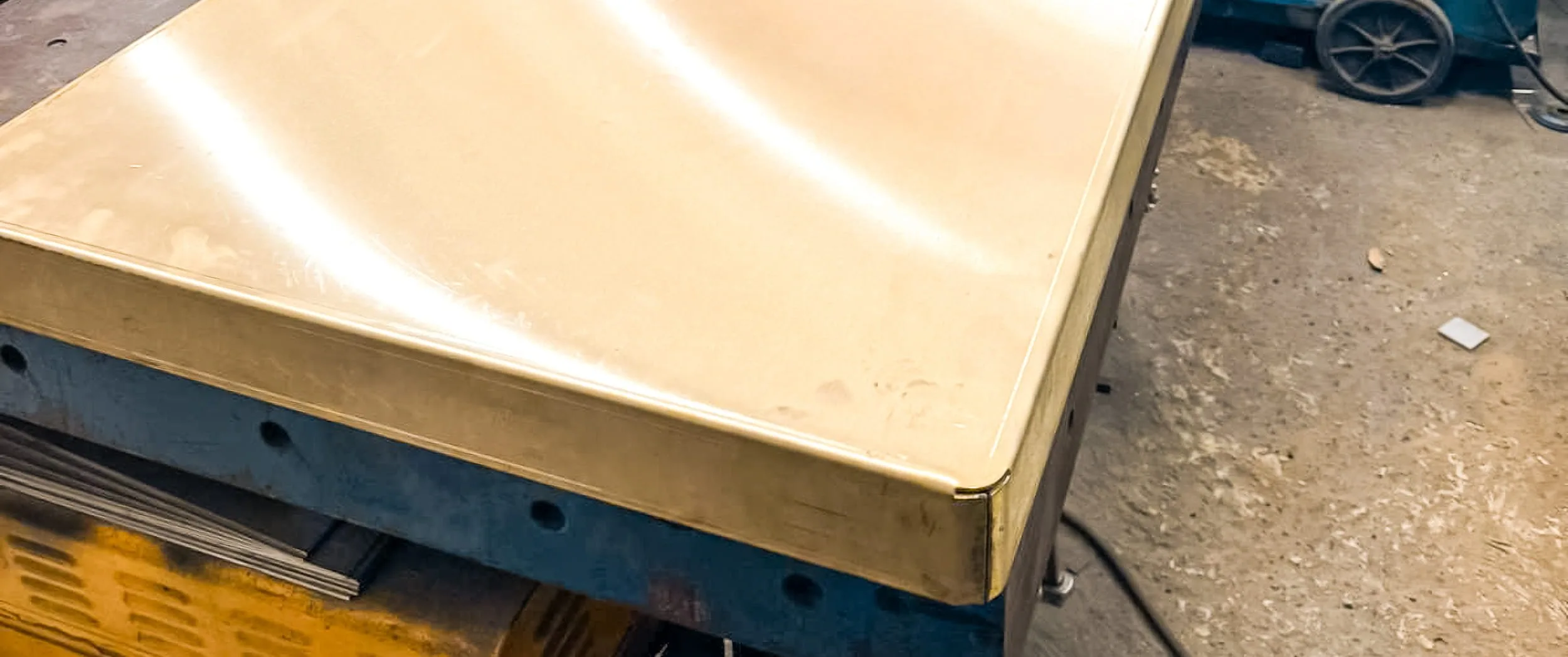 Curved brass door in progress