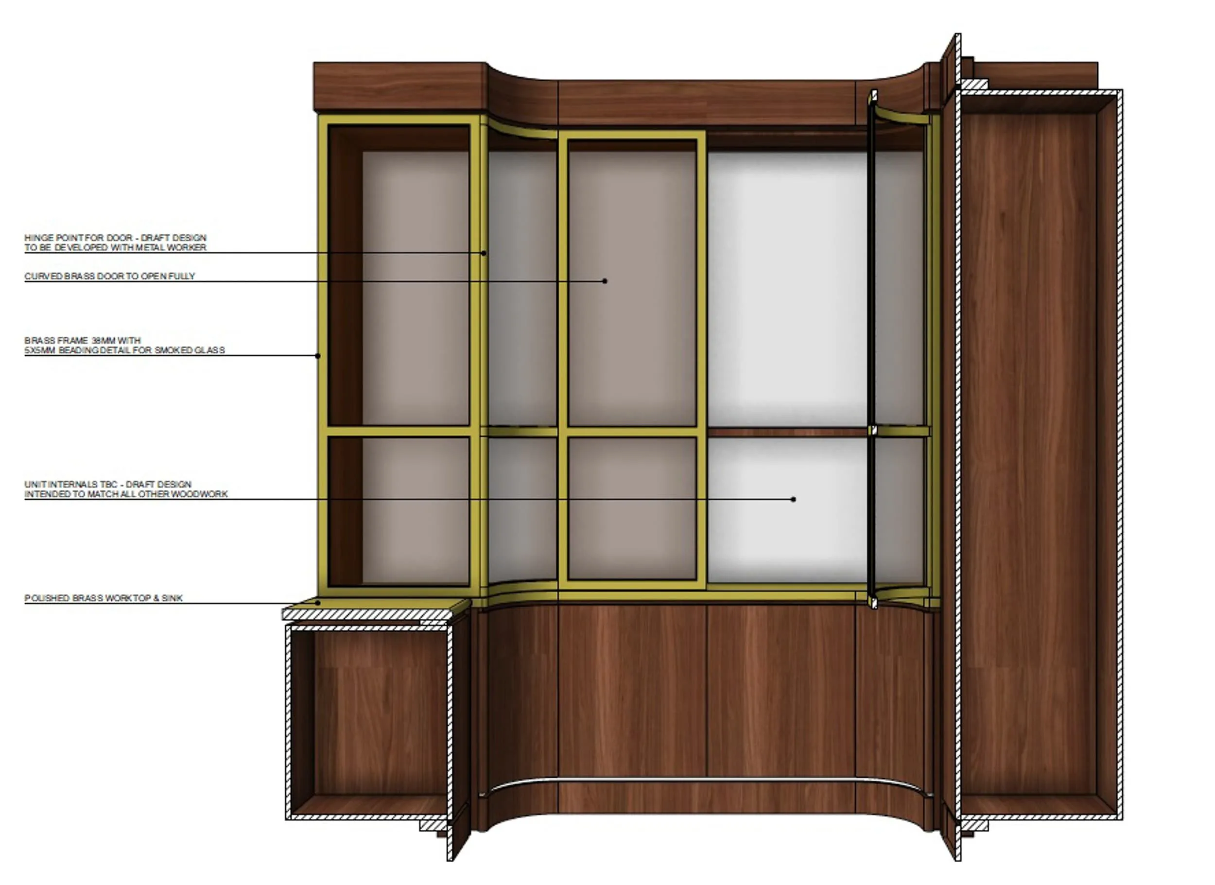Bespoke brass cabinet detail
