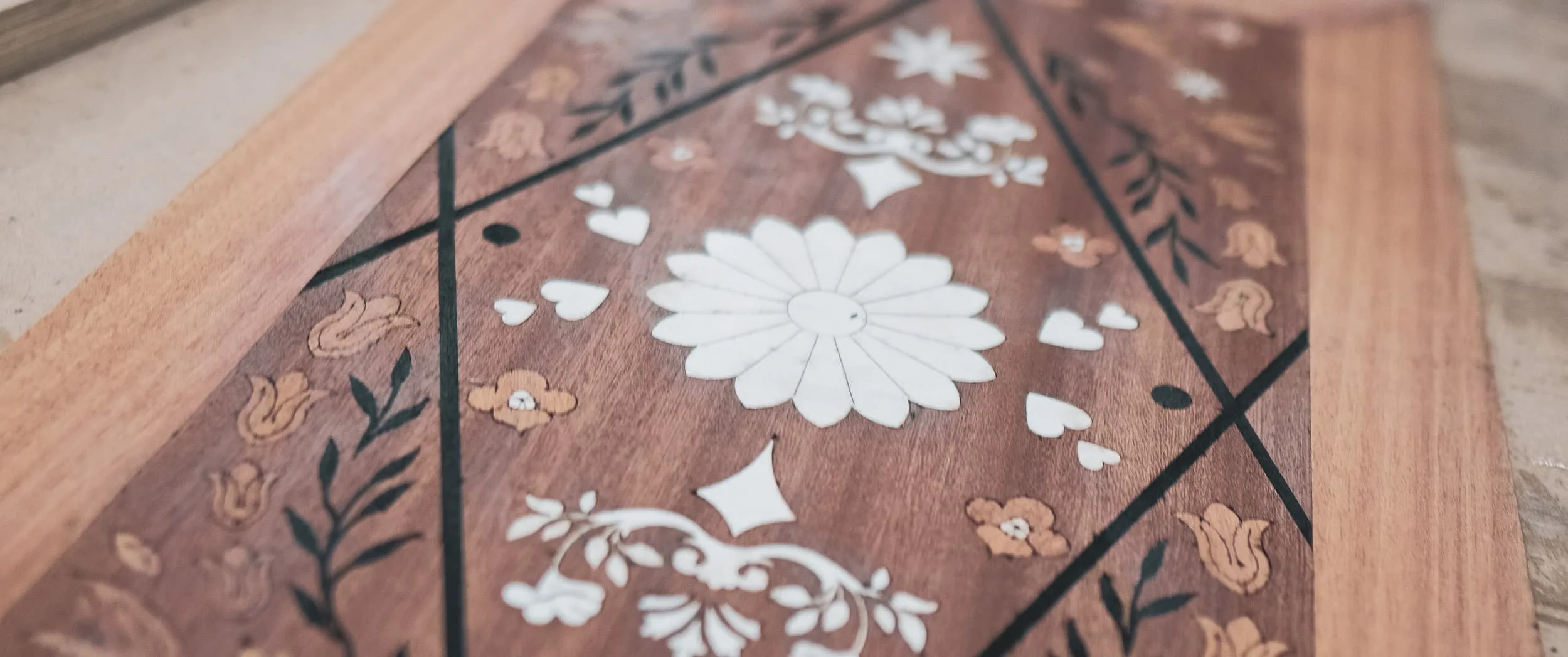 Finished marquetry panel, Rowes Wharf apartment