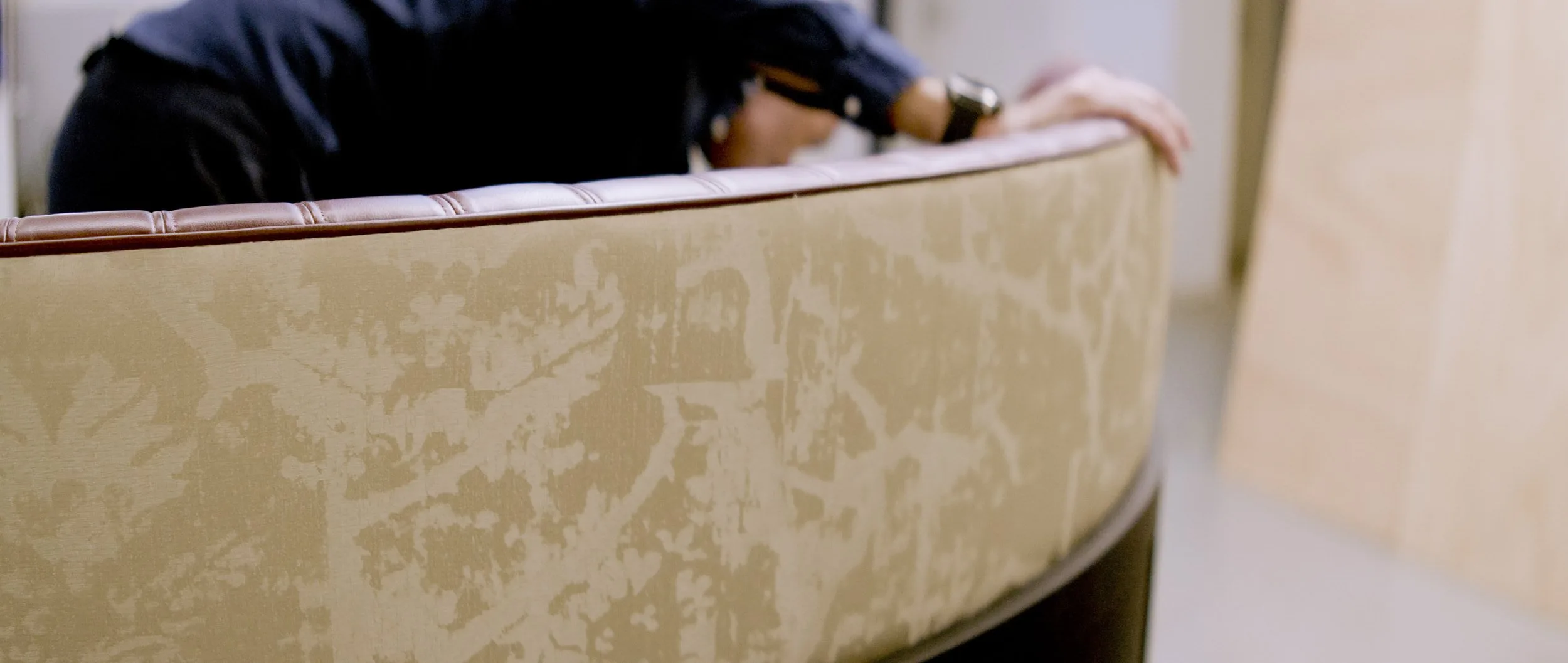 Banquette seating in situ — The Grill at The Dorchester